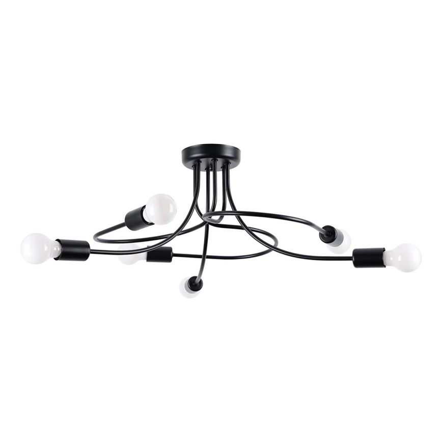 Lampadario a sospensione con supporto rigido LEVAR 6xE27/15W/230V nero