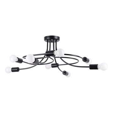 Lampadario a sospensione con supporto rigido LEVAR 8xE27/15W/230V nero
