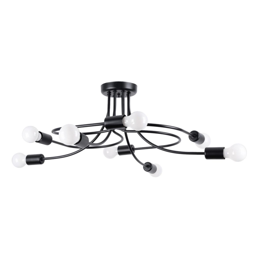 Lampadario a sospensione con supporto rigido LEVAR 8xE27/15W/230V nero
