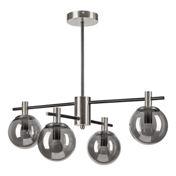 Lampadario a sospensione con supporto rigido LILOU 4xE14/5W/230V cromo opaco/fumé