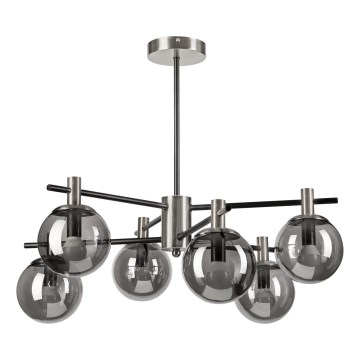Lampadario a sospensione con supporto rigido LILOU 6xE14/5W/230V cromo opaco/fumé