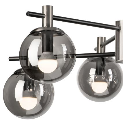 Lampadario a sospensione con supporto rigido LILOU 6xE14/5W/230V cromo opaco/fumé