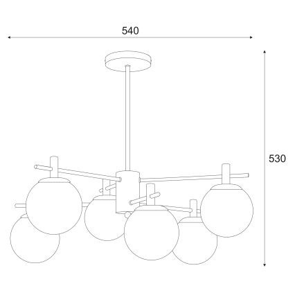 Lampadario a sospensione con supporto rigido LILOU 6xE14/5W/230V cromo opaco/fumé