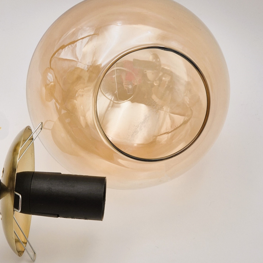 Lampadario a sospensione con supporto rigido LILOU 6xE14/5W/230V oro/nero/fumé beige