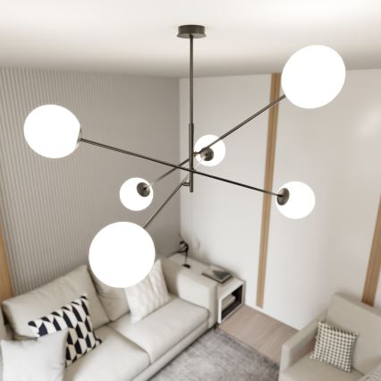 Lampadario a sospensione con supporto rigido LINEAR 6xE14/10W/230V nero/bianco