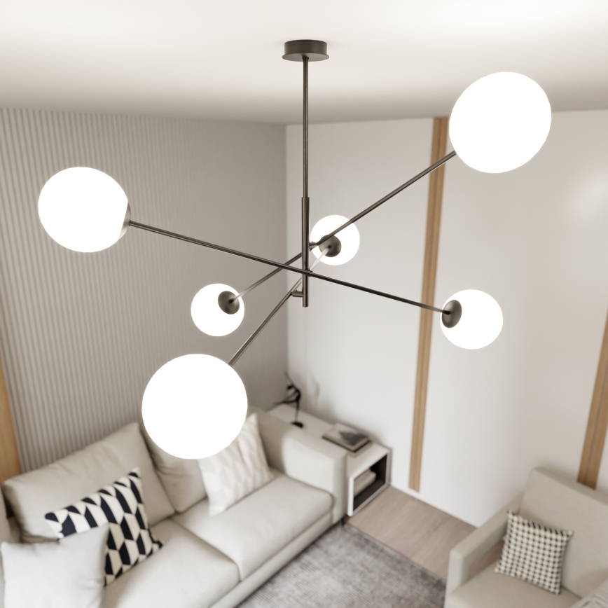 Lampadario a sospensione con supporto rigido LINEAR 6xE14/10W/230V nero/bianco