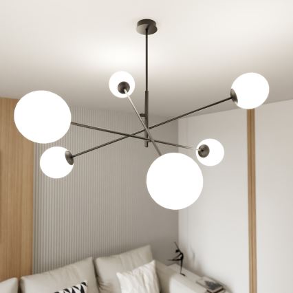 Lampadario a sospensione con supporto rigido LINEAR 6xE14/10W/230V nero/bianco
