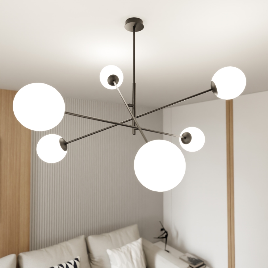 Lampadario a sospensione con supporto rigido LINEAR 6xE14/10W/230V nero/bianco