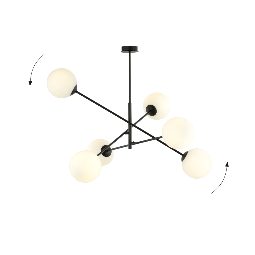 Lampadario a sospensione con supporto rigido LINEAR 6xE14/10W/230V nero/bianco