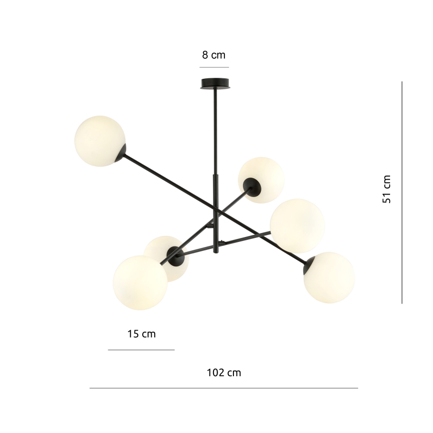 Lampadario a sospensione con supporto rigido LINEAR 6xE14/10W/230V nero/bianco