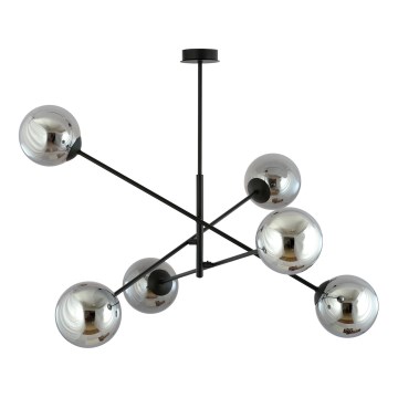 Lampadario a sospensione con supporto rigido LINEAR 6xE14/10W/230V nero/grigio