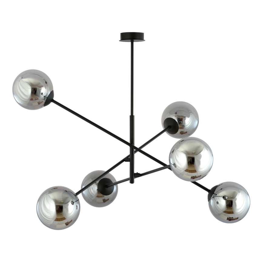 Lampadario a sospensione con supporto rigido LINEAR 6xE14/10W/230V nero/grigio