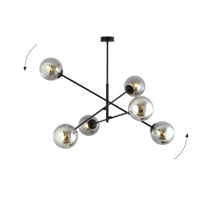 Lampadario a sospensione con supporto rigido LINEAR 6xE14/10W/230V nero/grigio