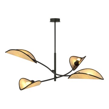 Lampadario a sospensione con supporto rigido LOTUS 4xE14/10W/230V nero/beige
