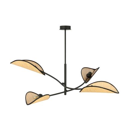 Lampadario a sospensione con supporto rigido LOTUS 4xE14/10W/230V nero/beige