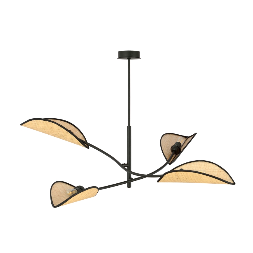Lampadario a sospensione con supporto rigido LOTUS 4xE14/10W/230V nero/beige