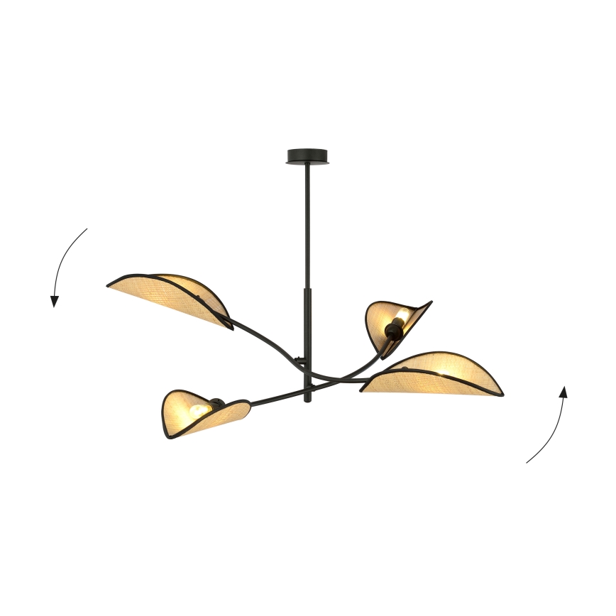 Lampadario a sospensione con supporto rigido LOTUS 4xE14/10W/230V nero/beige