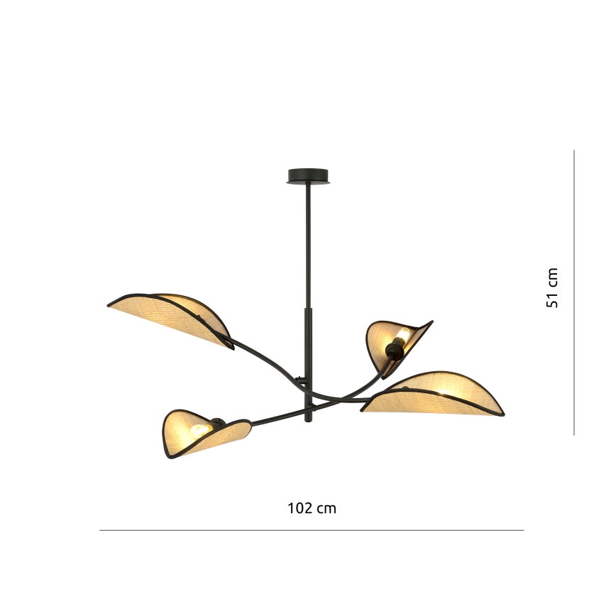 Lampadario a sospensione con supporto rigido LOTUS 4xE14/10W/230V nero/beige