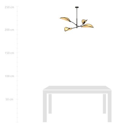 Lampadario a sospensione con supporto rigido LOTUS 4xE14/10W/230V nero/beige