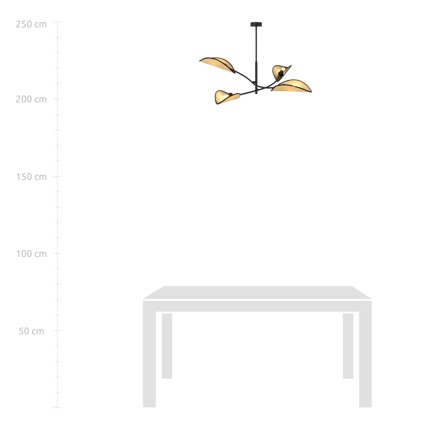Lampadario a sospensione con supporto rigido LOTUS 4xE14/10W/230V nero/beige