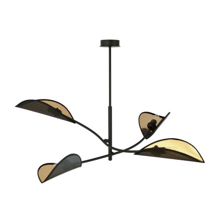 Lampadario a sospensione con supporto rigido LOTUS 4xE14/10W/230V nero/oro