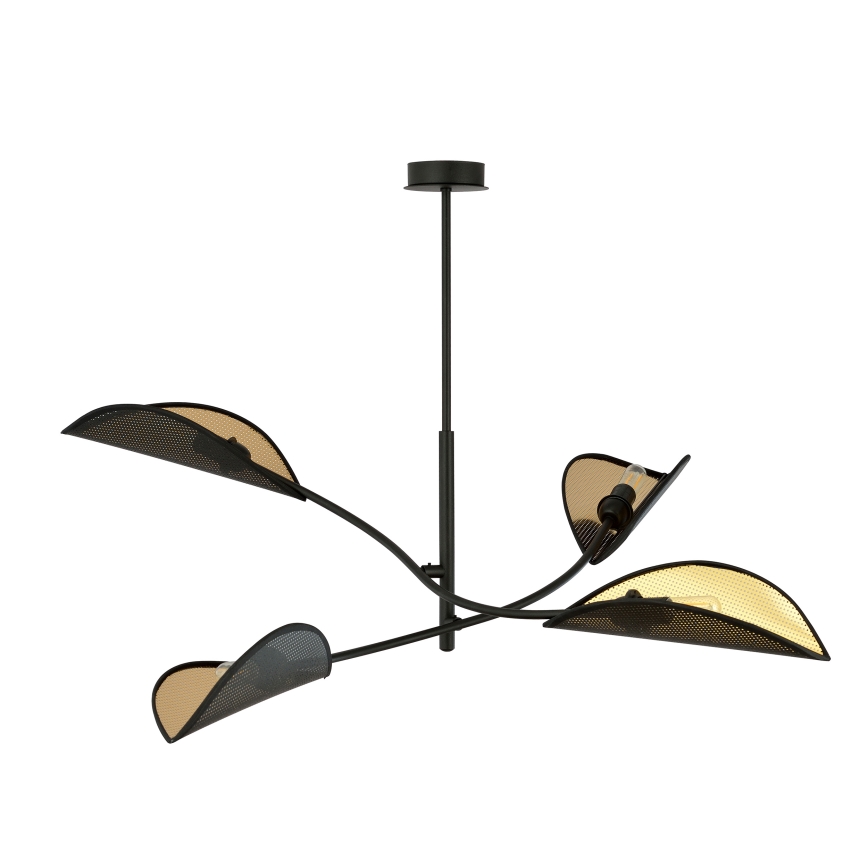 Lampadario a sospensione con supporto rigido LOTUS 4xE14/10W/230V nero/oro
