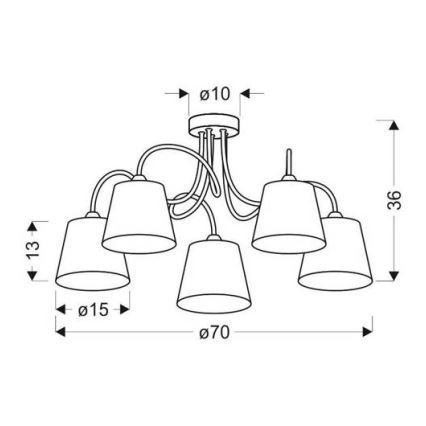 Lampadario a sospensione con supporto rigido LUK 5xE14/40W/230V