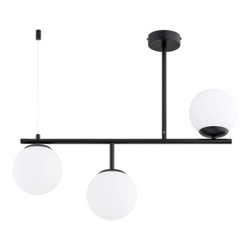 Lampadario a sospensione con supporto rigido LUNA 3xE14/10W/230V nero