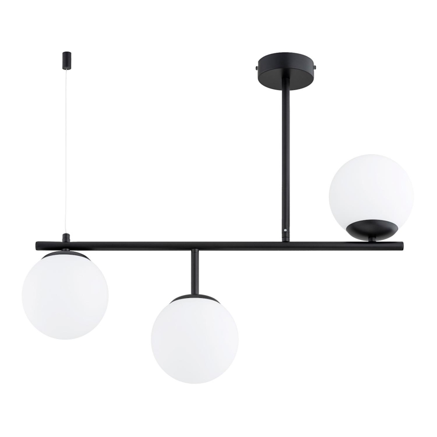 Lampadario a sospensione con supporto rigido LUNA 3xE14/10W/230V nero
