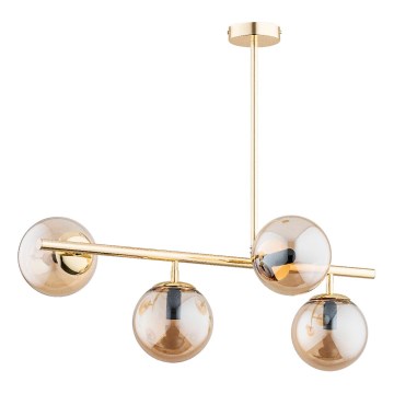 Lampadario a sospensione con supporto rigido LUNGO 4xE14/10W/230V oro