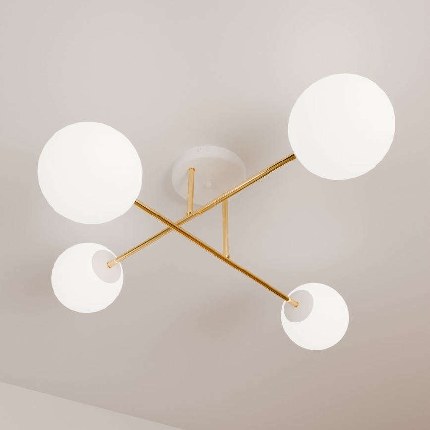 Lampadario a sospensione con supporto rigido MAGNUM 4xE14/10W/230V bianco/oro