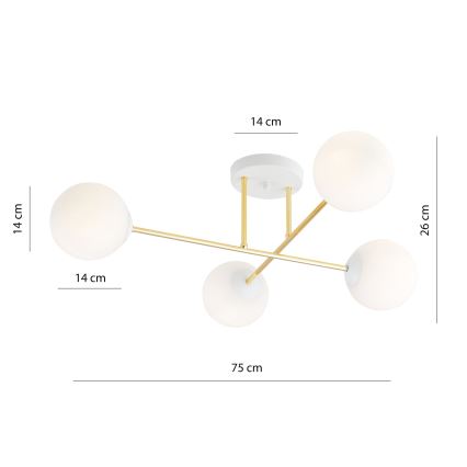 Lampadario a sospensione con supporto rigido MAGNUM 4xE14/10W/230V bianco/oro