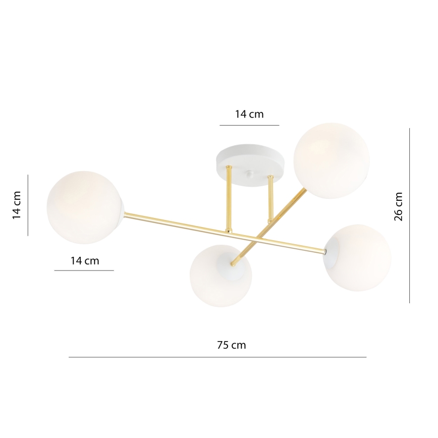Lampadario a sospensione con supporto rigido MAGNUM 4xE14/10W/230V bianco/oro
