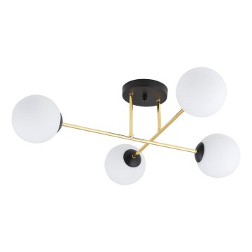 Lampadario a sospensione con supporto rigido MAGNUM 4xE14/10W/230V bianco/oro/nero