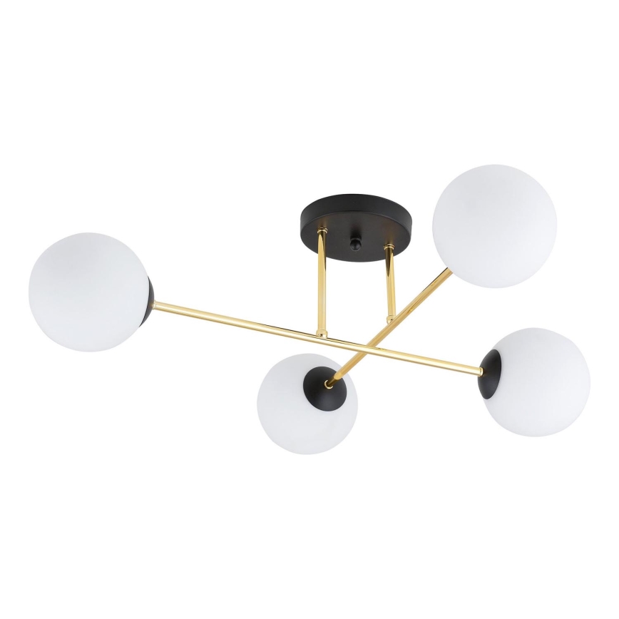 Lampadario a sospensione con supporto rigido MAGNUM 4xE14/10W/230V bianco/oro/nero