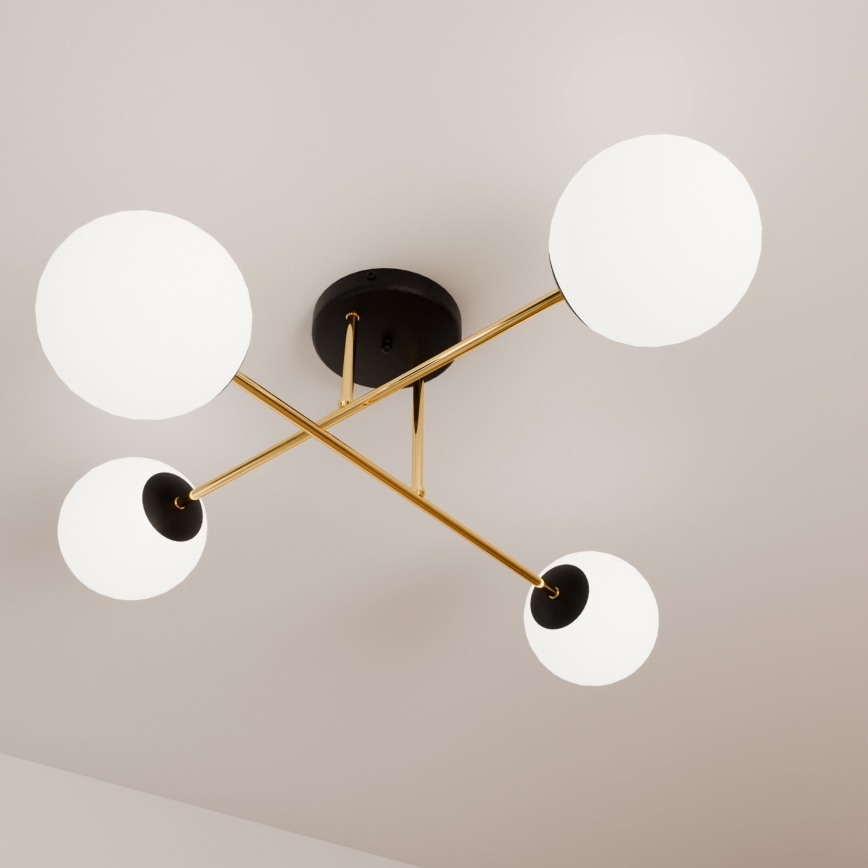 Lampadario a sospensione con supporto rigido MAGNUM 4xE14/10W/230V bianco/oro/nero