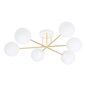Lampadario a sospensione con supporto rigido MAGNUM 6xE14/10W/230V bianco/oro