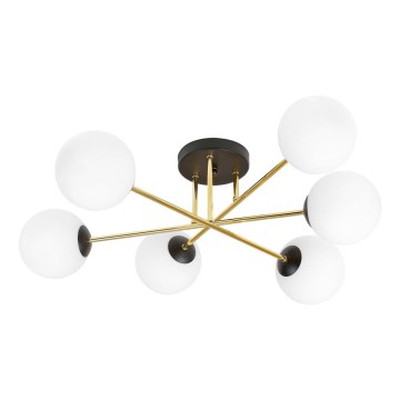 Lampadario a sospensione con supporto rigido MAGNUM 6xE14/10W/230V bianco/oro/nero