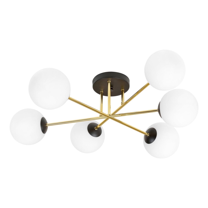 Lampadario a sospensione con supporto rigido MAGNUM 6xE14/10W/230V bianco/oro/nero