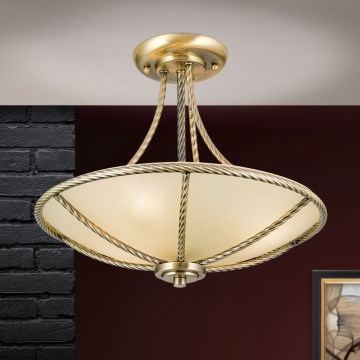 Lampadario a sospensione con supporto rigido MAURO 3xE27/60W/230V diametro 42 cm bronzo