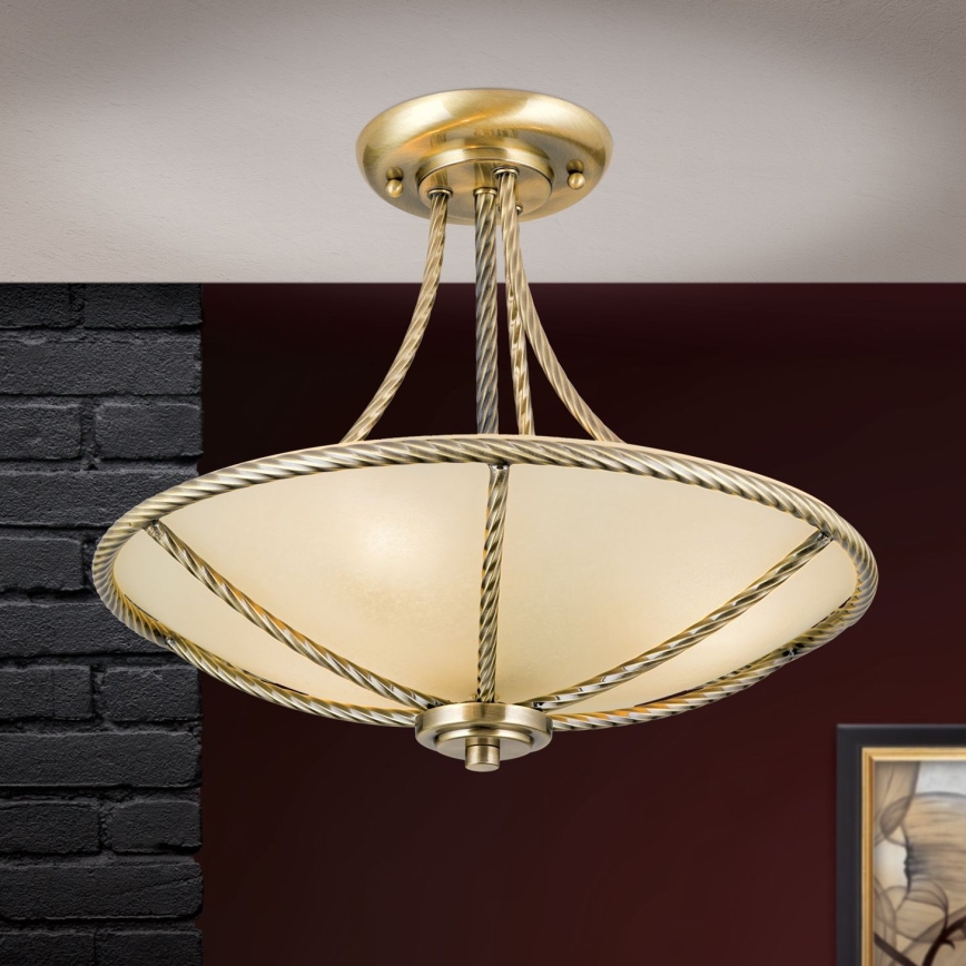 Lampadario a sospensione con supporto rigido MAURO 3xE27/60W/230V diametro 42 cm bronzo
