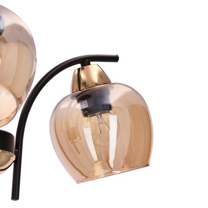 Lampadario a sospensione con supporto rigido MERRA 3xE27/40W/230V nero/beige