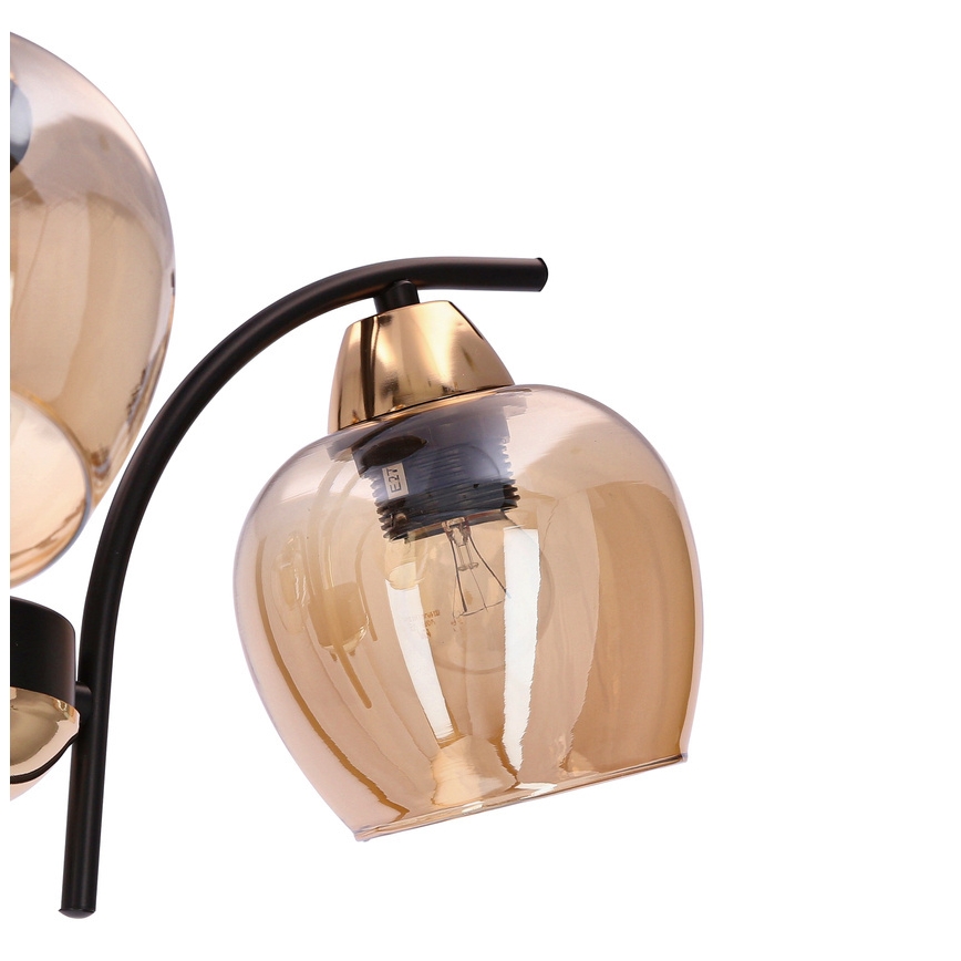 Lampadario a sospensione con supporto rigido MERRA 3xE27/40W/230V nero/beige