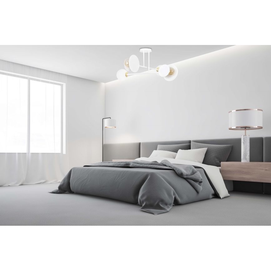 Lampadario a sospensione con supporto rigido MINERVA 2xE27/15W + 2xE14/10W/230V bianco
