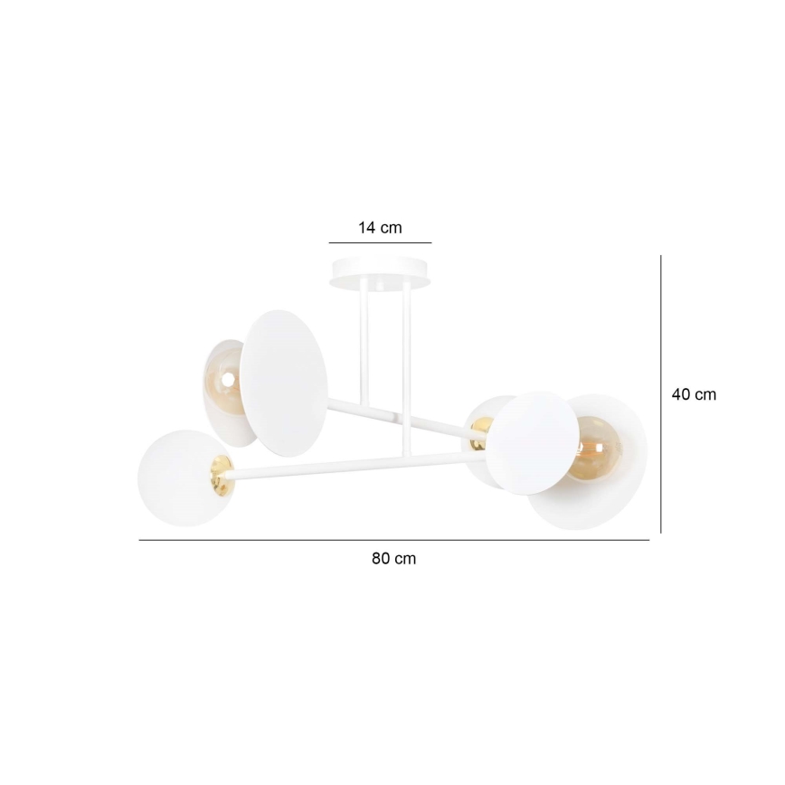 Lampadario a sospensione con supporto rigido MINERVA 2xE27/15W + 2xE14/10W/230V bianco