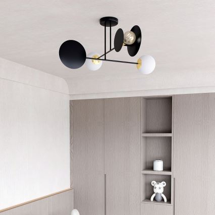 Lampadario a sospensione con supporto rigido MINERVA 2xE27/15W + 2xE14/10W/230V nero