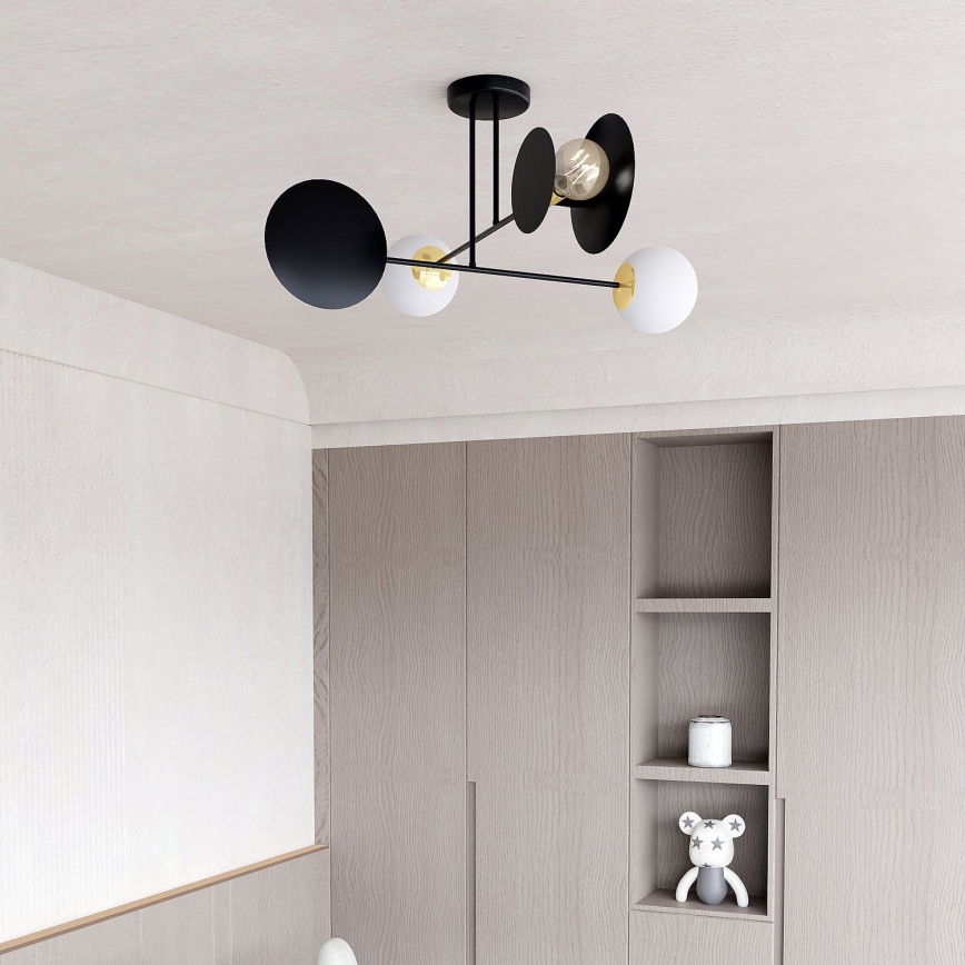 Lampadario a sospensione con supporto rigido MINERVA 2xE27/15W + 2xE14/10W/230V nero