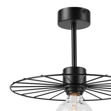 Lampadario a sospensione con supporto rigido MONTANA 1xE27/15W/230V diametro 30 cm nero