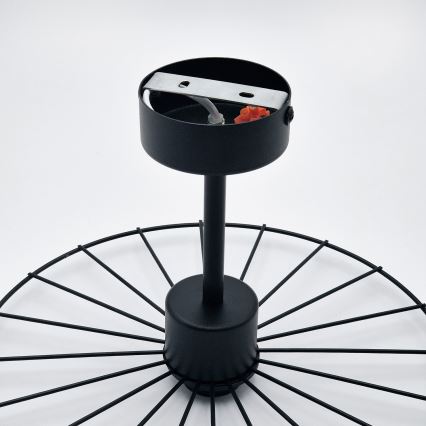 Lampadario a sospensione con supporto rigido MONTANA 1xE27/15W/230V diametro 30 cm nero