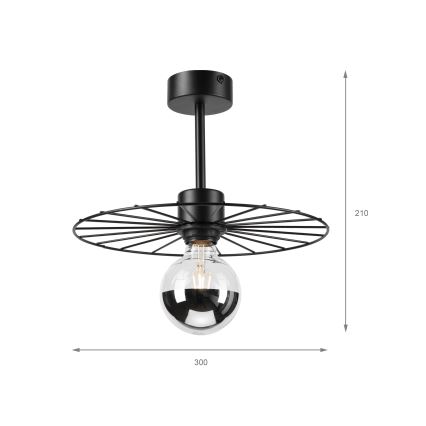 Lampadario a sospensione con supporto rigido MONTANA 1xE27/15W/230V diametro 30 cm nero